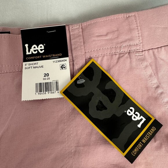 Lee Womens Comfort Waistband 5 Inch Cargo Shorts Size 20 Soft Mauve - Picture 2 of 10